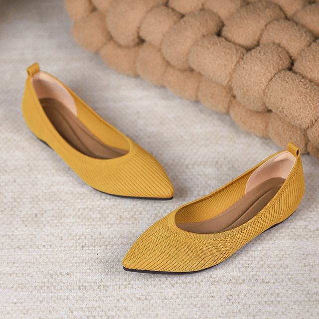 Plain Pointed Fabric Flats