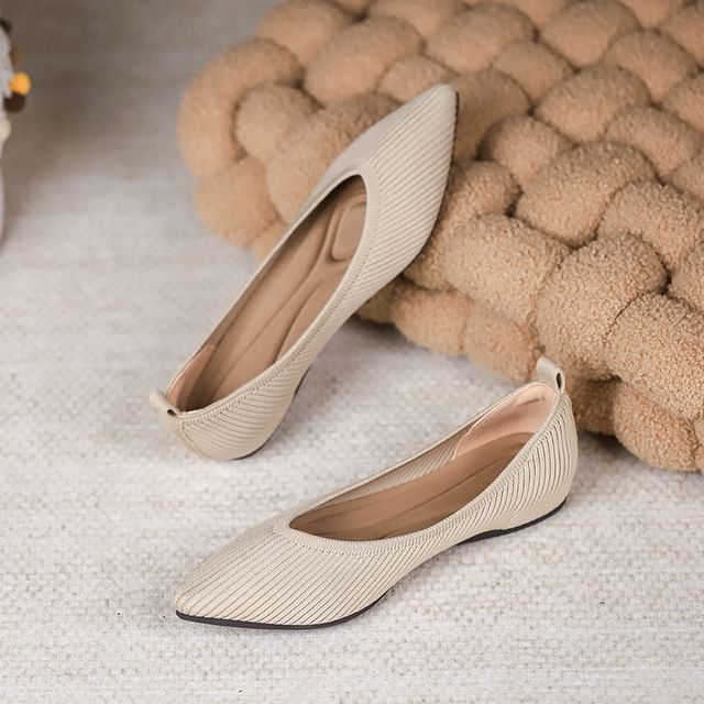 Plain Pointed Fabric Flats