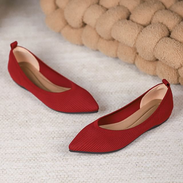 Plain Pointed Fabric Flats