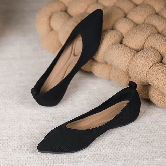 Plain Pointed Fabric Flats