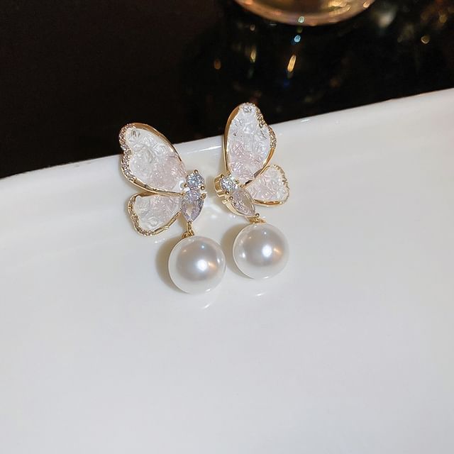 Faux Pearl / Butterfly / Floral Faux Crystal Alloy Stud Earring (Various Designs)