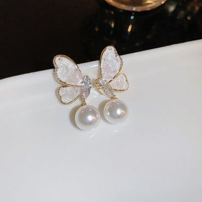Faux Pearl / Butterfly / Floral Faux Crystal Alloy Stud Earring (Various Designs)