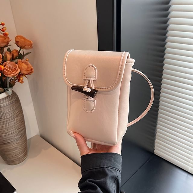 Plain Toggle Faux Leather Mobile Phone Crossbody Bag