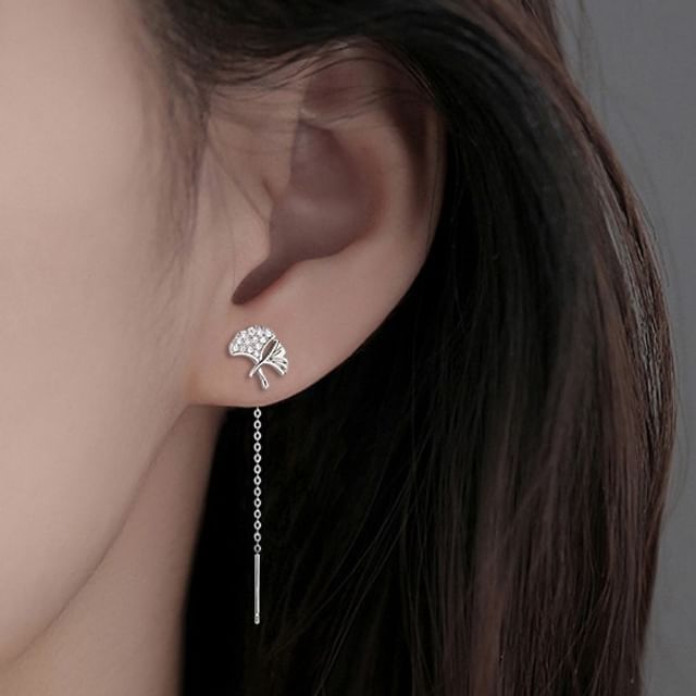 Leaf Alloy Threader Earring