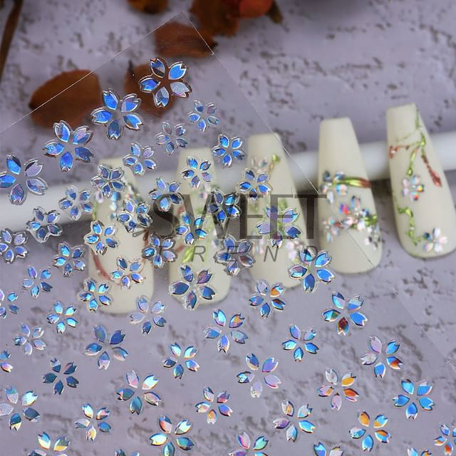 Floral Metallic Nail Art Stickers