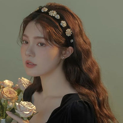 Flower Gemstones Rhinestone Hair Band