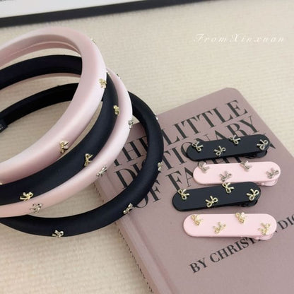 Bow Studded Hair Band / Hair Clip
