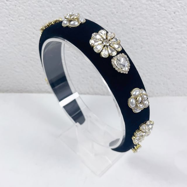 Flower Gemstones Rhinestone Hair Band