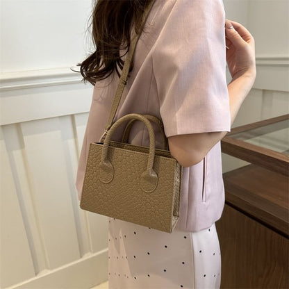 Top Handle Faux Leather Crossbody Bag