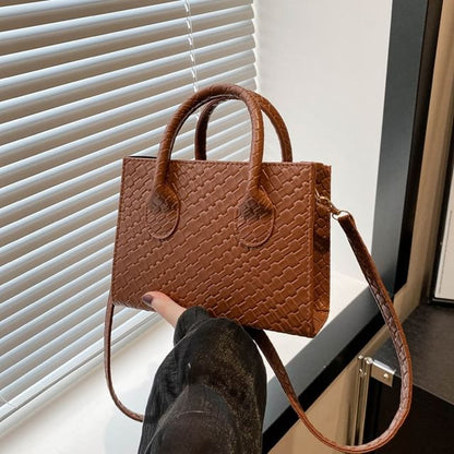 Top Handle Faux Leather Crossbody Bag