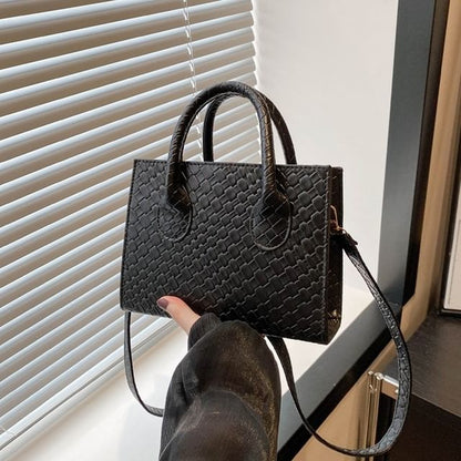 Top Handle Faux Leather Crossbody Bag