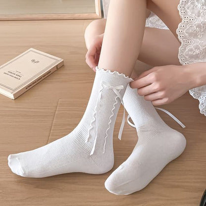 Bow Ruffle Trim Socks