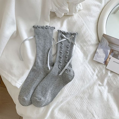 Bow Ruffle Trim Socks