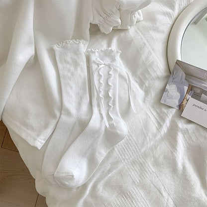 Bow Ruffle Trim Socks