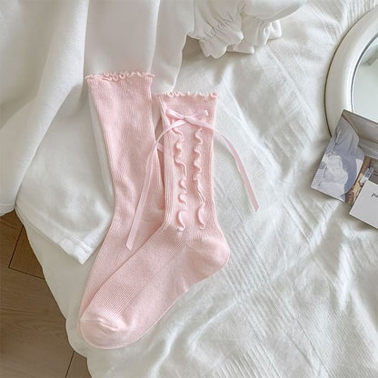 Bow Ruffle Trim Socks