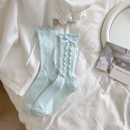 Bow Ruffle Trim Socks
