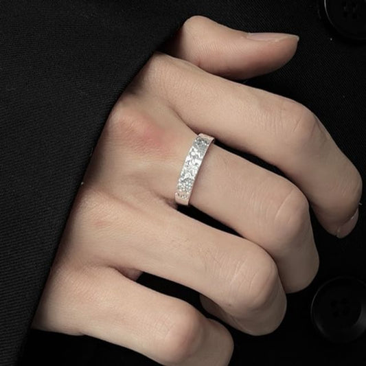 Couple Matching Textured Sterling Silver Ring / Set