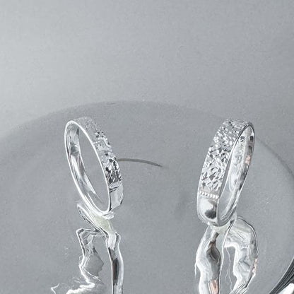 Couple Matching Textured Sterling Silver Ring / Set