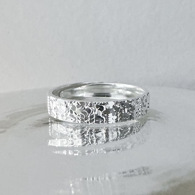 Couple Matching Textured Sterling Silver Ring / Set