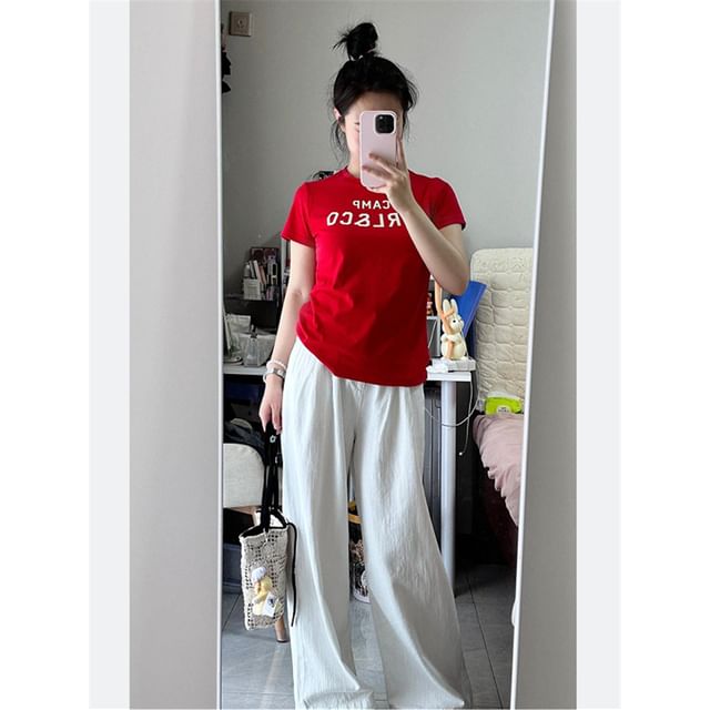 High Waist Plain Wide Leg Suit Pants