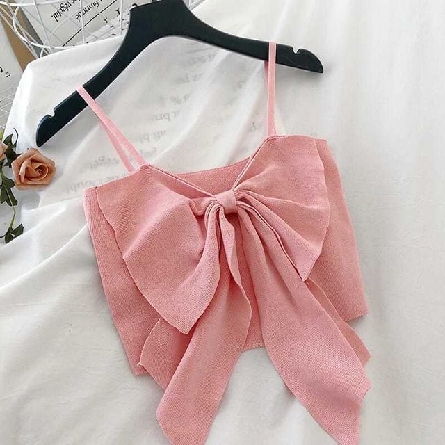 Cropped Plain Bow Camisole Top