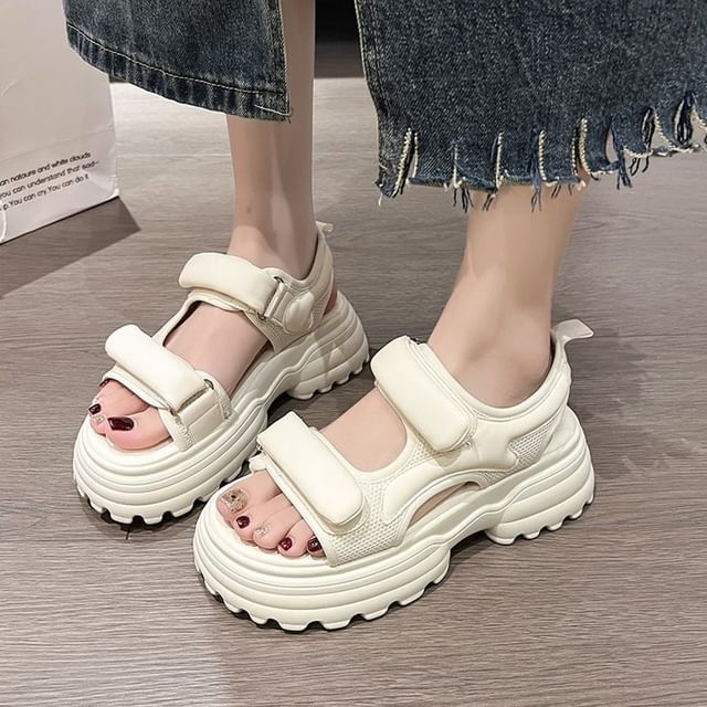 Platform Panel Mesh Sandals