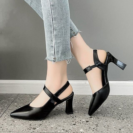 High Heel Plain Slingback Sandals