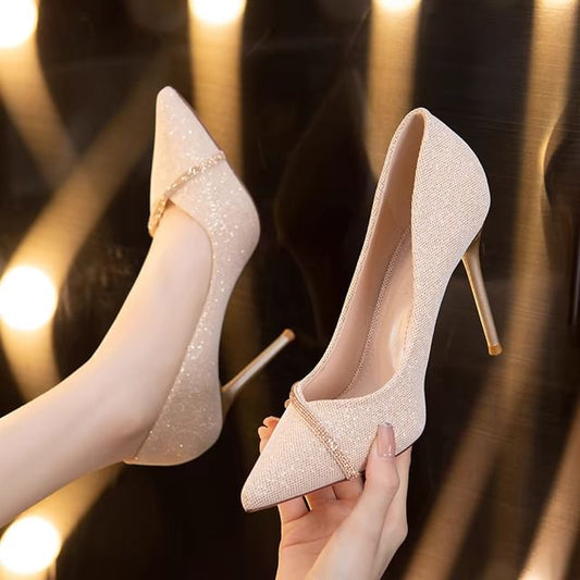 High Heel Glitter Pointy Pumps