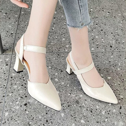 High Heel Plain Slingback Sandals