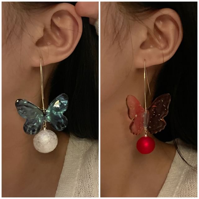 Butterfly Bead Drop Hook Earring