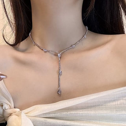 Rhinestone Lariat Necklace