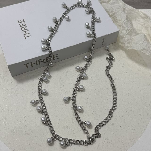 Faux Pearl Fringed Waist Chain Belt