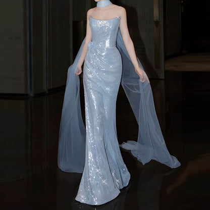 Gown Plaid Strapless Mermaid Evening