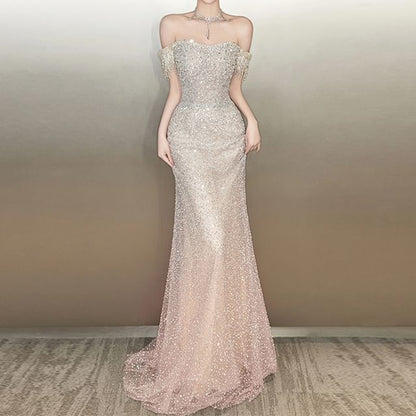Evening Sequin Mermaid Off-Shoulder Gown