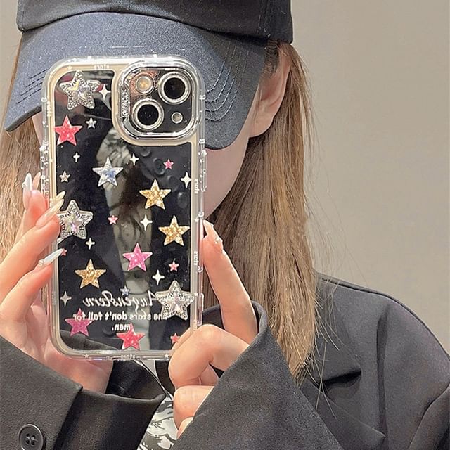 Star / Mirrored Phone Case - iPhone 15 Pro Max / 15 Pro / 15 Plus / 15 / 14 Pro Max / 14 Pro / 14 Plus / 14 / 13 Pro Max / 13 Pro / 13 / 13 mini / 12 Pro Max / 12 Pro / 12 / 12 mini / 11 Pro Max / 11 Pro / 11