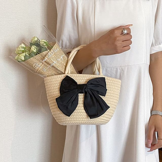 Bow Woven Tote Bag