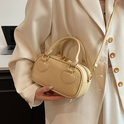 Croc Grain Top Handle Crossbody Bag