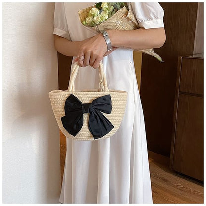 Bow Woven Tote Bag