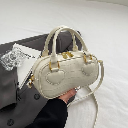 Croc Grain Top Handle Crossbody Bag