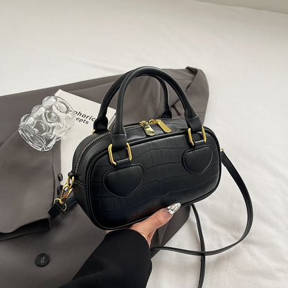 Croc Grain Top Handle Crossbody Bag