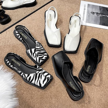 Square-Toe Slingback Sandals