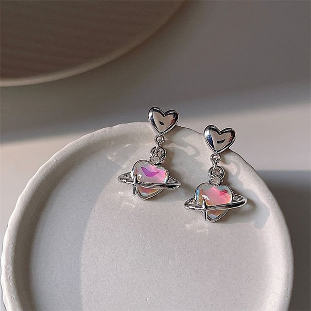 Boucles d'oreilles pendantes en alliage Heart Planet