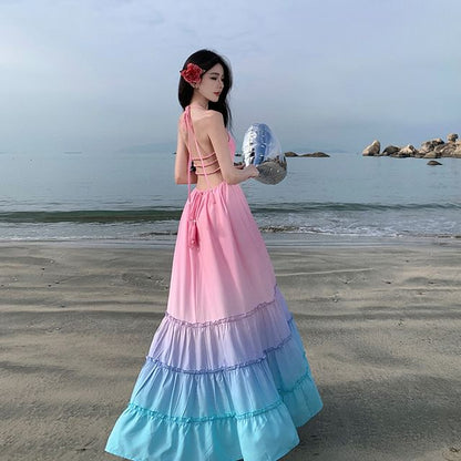 Halter Gradient Maxi Sundress