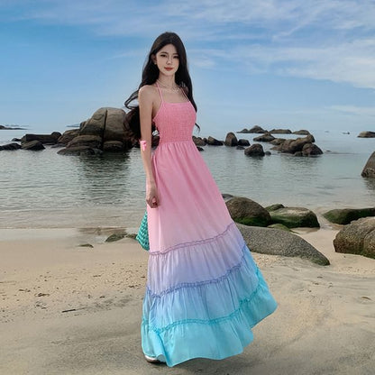 Halter Gradient Maxi Sundress
