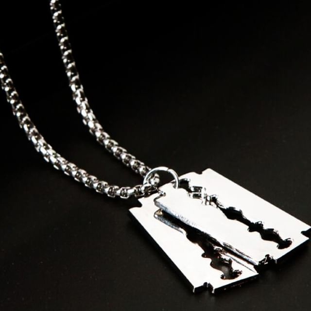 Razor Blade Pendant Stainless Steel Necklace (Various Designs)