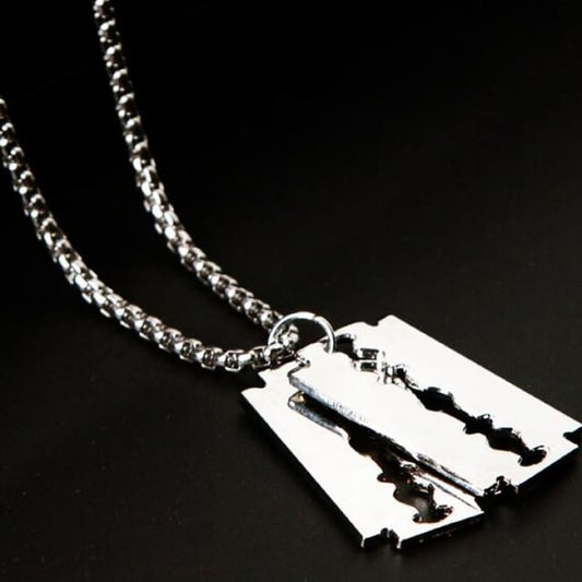 Razor Blade Pendant Stainless Steel Necklace (Various Designs)