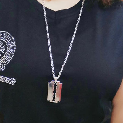 Razor Blade Pendant Stainless Steel Necklace (Various Designs)