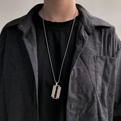 Razor Blade Pendant Stainless Steel Necklace (Various Designs)