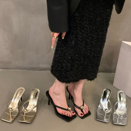 Beaded Kitten Heel Flip-Flops