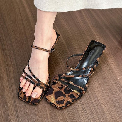 Strappy Kitten Heel Slide Sandals